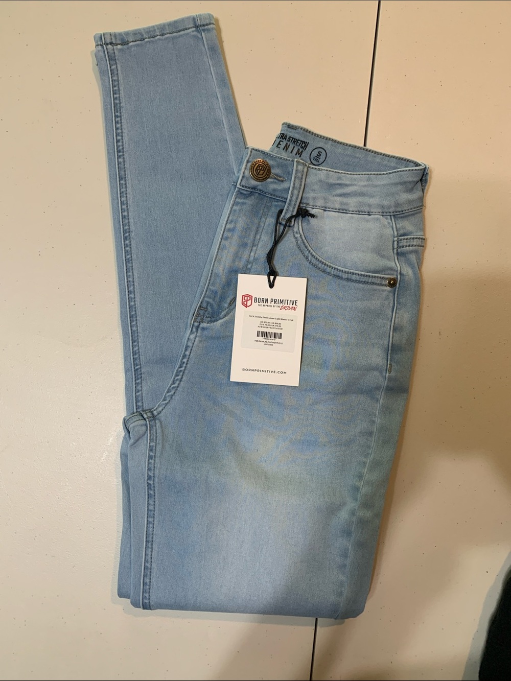 Born Primitive Light Wash Skinny Jeans - Pale Blue